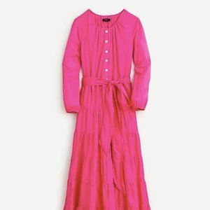 Belted button-up maxi dress